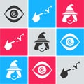 Set Hypnosis, Spell and Witch icon. Vector