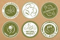 Set of hypoallergenic, recyclable, eco friendly, organic badges, icons, sticker layouts Royalty Free Stock Photo