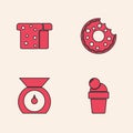 Set Ice cream, Bread toast, Donut and Scales icon. Vector Royalty Free Stock Photo