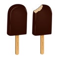 Set of ice cream in chocolate icing on a stick.