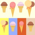 Set of ice cream cone with misses