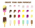 Set of ice cream elements for creating own popsicle Royalty Free Stock Photo