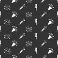 Set Ice cream, Festive confetti, Festive confetti and Firework rocket on seamless pattern. Vector