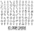 Set of Ice Cream icons Drawing illustration Hand drawn doodle Sketch line vector eps10 Royalty Free Stock Photo