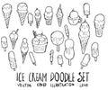 Set of Ice cream illustration Hand drawn doodle Sketch line vector eps10
