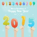 set of ice cream number with hand up on merry christmas and happy new year 2015 concept Royalty Free Stock Photo