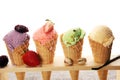 Set of ice cream scoops of different colors and flavours Royalty Free Stock Photo