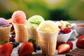 Set of ice cream scoops of different colors and flavours Royalty Free Stock Photo