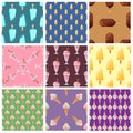 Set ice cream seamless pattern background cartoon colorful dessert vector illustration sweet snack icon cone Royalty Free Stock Photo