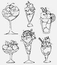 Set Ice cream - sketched isolated icecream on white background Royalty Free Stock Photo