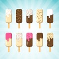 Set of Ice Cream on Stick in Many Flavor