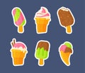 Set of ice cream stickers.