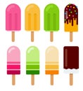 A set of ice-cream on sticks vector flat isolated Royalty Free Stock Photo