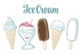 Set ice cream. Vector vintage black engraving