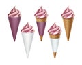 Set of Ice Cream Waffle Cone in Purple Carton