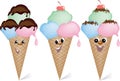 Set ice creams.