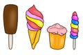 Ice creams collection isolated on a white background Royalty Free Stock Photo