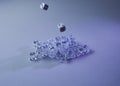 Set of ice cubes and dice falling on them Royalty Free Stock Photo