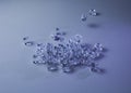 Set of ice cubes and dice falling on them Royalty Free Stock Photo