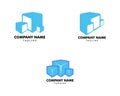 Set of Ice Cubes Logo Design Icon Vector Illustration Royalty Free Stock Photo