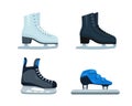 Set of ice skates. White and black Figure Skates, Hockey and Short Track speed skates icons Royalty Free Stock Photo