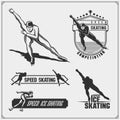 Set of ice skating labels, emblems and design elements.