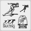 Set of ice skating labels, emblems and design elements.