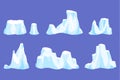 Set of Iceberg, ice mountain, crystals ice water.