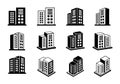 Company icons set on white background, 3D buildings vector collection, Perspective bank and office illustration Royalty Free Stock Photo