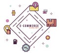 Ecommerce shop online, banner illustration