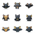 Set Icon of Bat Minimal Flat Royalty Free Stock Photo