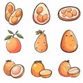 Set Icon of Breadnut fruit minimal cartoon kawaii Royalty Free Stock Photo