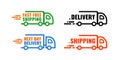 Set icon car delivery. Banner with text. Next day delivery. Fast free shipping.