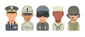 Set icon character military people. Soldier, officer, pilot, marine, sailor, trooper