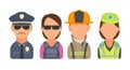 Set icon character people. Police, bodyguard, fireman, paramedic.