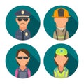 Set icon character people. Police, bodyguard, fireman, paramedic.