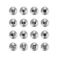 Set icon of circle metallic media player button Royalty Free Stock Photo