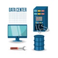 Set icon computer wrench database and data center Royalty Free Stock Photo