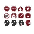 12 set icon about corona virus or covid 19