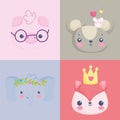 set icon cute animals Royalty Free Stock Photo