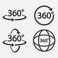 Set of 360 Icon. 360 degree view symbol. Vector illustration