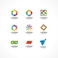 Set of icon design elements. Abstract logo ideas for business company. Internet, communication, technology, geometric