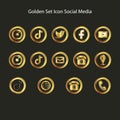 Set icon golden social media