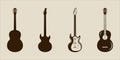 set of icon guitar silhouette vector vintage illustration template graphic design. bundle collection of various instrument music Royalty Free Stock Photo