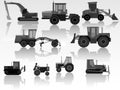 Set of icon heavy machines. Royalty Free Stock Photo