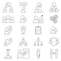 Set icon in line style. A simple set of business people. Contains icons such as meeting, business communication, teamwork, Royalty Free Stock Photo