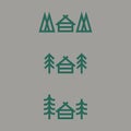 House and tree forest silhouette logo template Royalty Free Stock Photo