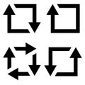 Set icon repost recycling vector contours of a square with an arrow sign symbol repost resend, recycling