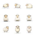 Set Icon of Sheep wether minimal style Royalty Free Stock Photo