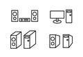 Set of icon, speaker, monitor and Computer Case Royalty Free Stock Photo